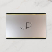 Carte De Visite Elégant Modèle Moderne Monogramme Gold Silver Look (Dos)