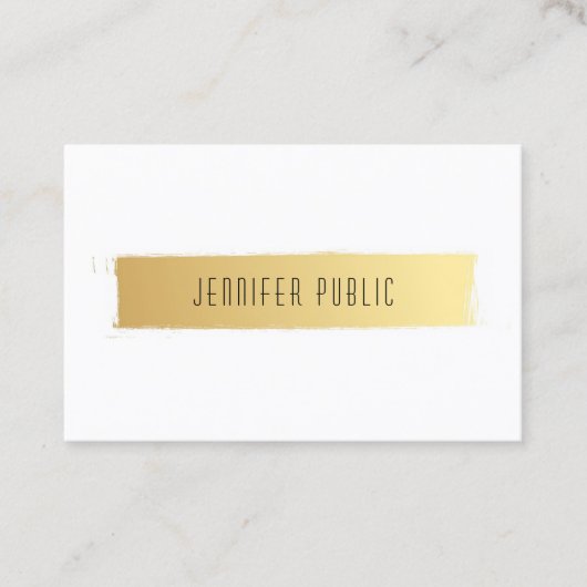 Carte De Visite Elégant Modèle moderne or blanc luxe chic (Devant)