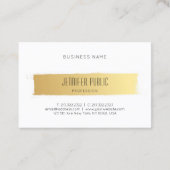 Carte De Visite Elégant Modèle moderne or blanc luxe chic (Dos)