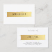 Carte De Visite Elégant Modèle moderne or blanc luxe chic (Devant / Derrière)