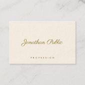 Carte De Visite Élégant Modèle Moderne Or Texte Signature Cream (Devant)