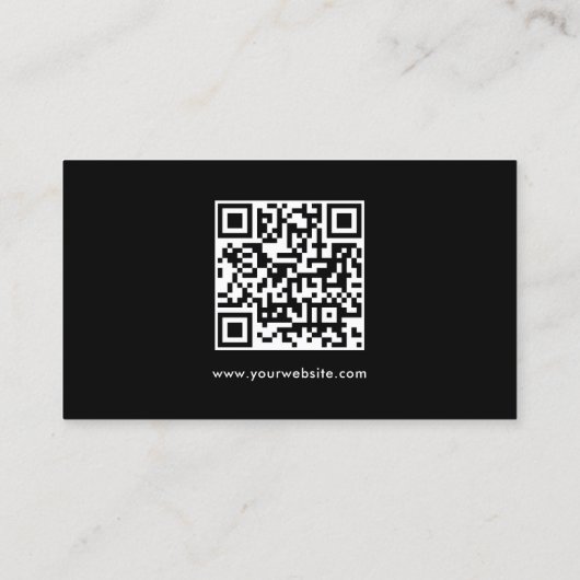 Carte De Visite Élégant Modèle moderne QR Code noir et blanc (Dos)