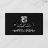 Carte De Visite Élégant Modèle moderne QR Code noir et blanc (Devant)