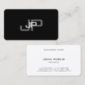 Carte De Visite Élégant Modèle Monogramme moderne arrondi coins (Devant / Derrière)