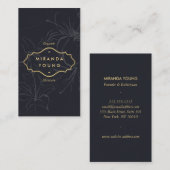 Carte De Visite Élégant modèle mystique floral gris (Devant / Derrière)