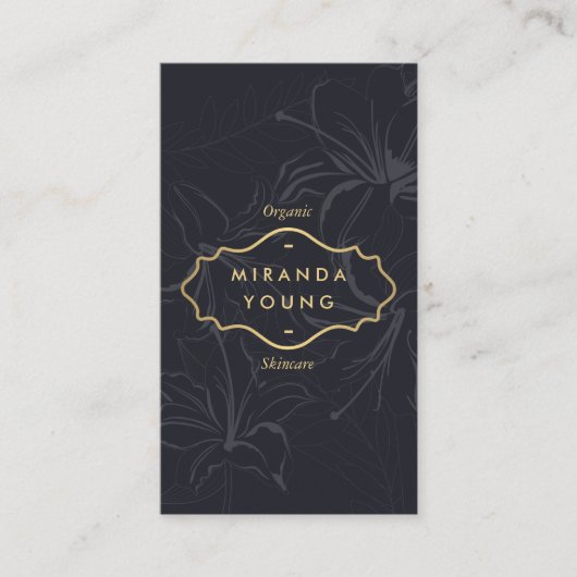 Carte De Visite Élégant modèle mystique floral gris (Devant)