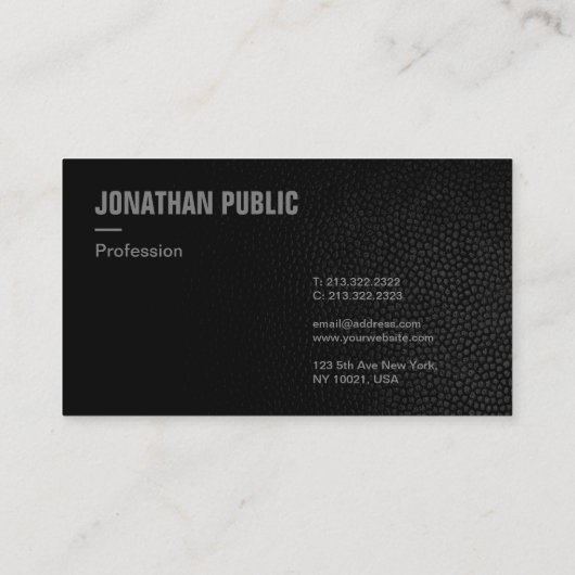 Carte De Visite Elégant Modèle professionnel cuir noir look (Dos)