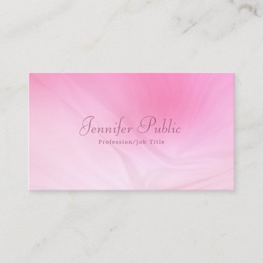 Carte De Visite Élégant Modèle professionnel rose manuscrit (Devant)