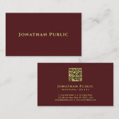 Carte De Visite Élégant Modèle propre Faux Gold Texte QR Code (Devant / Derrière)
