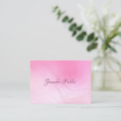 Carte De Visite Élégant Modèle rose manuscrit professionnel (Debout devant)