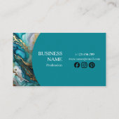 Carte De Visite Elegant Modern Agate Marble | Teal & Gold (Dos)