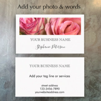 Carte De Visite Elegant Modern Black Custom Floral Photo Template 