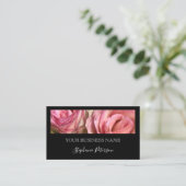Carte De Visite Elegant Modern Black Custom Floral Photo Template  (Debout devant)