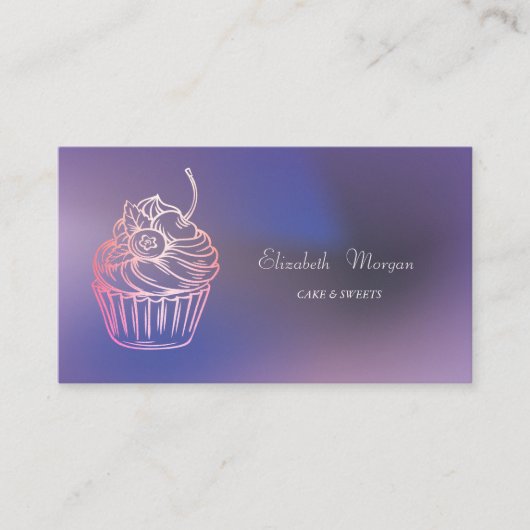 Carte De Visite Elegant Modern Cake Sweets,Cupcake Purple (Devant)