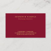 Carte De Visite Elegant Modern Design Gold Text Burgundy Red (Dos)