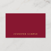 Carte De Visite Elegant Modern Design Gold Text Burgundy Red (Devant)