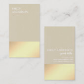 Carte De Visite Elegant Modern Gold Glow Minimalistic Beige  (Devant / Derrière)