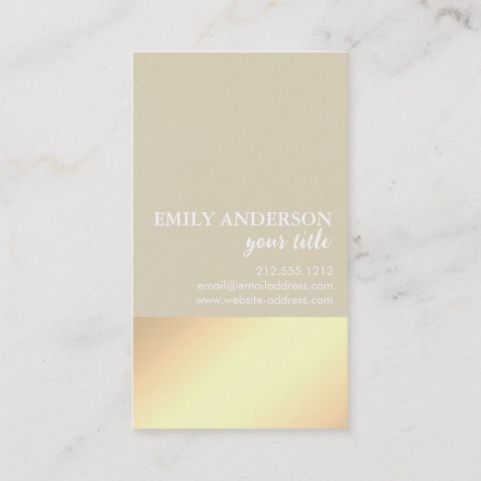 Carte De Visite Elegant Modern Gold Glow Minimalistic Beige (Dos)