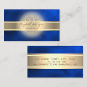 Carte De Visite Elegant Modern Gold Stripe,Lotus Royal Blue (Devant / Derrière)