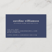 Carte De Visite Elegant Modern Minimalist Trendy Navy Blue (Dos)