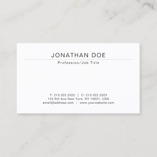 Carte De Visite Elegant Modern Professional Minimalist Template (Devant)