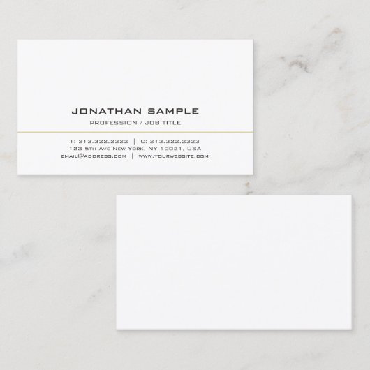 Carte De Visite Elegant Modern Professional Simple Template (Devant / Derrière)