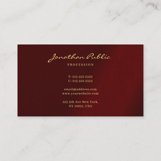 Carte De Visite Elegant Modern Professional Typography Script (Dos)
