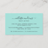 Carte De Visite Elegant Modern Simple Mint Typography Lashes (Dos)