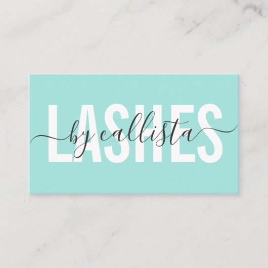 Carte De Visite Elegant Modern Simple Mint Typography Lashes (Devant)
