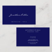 Carte De Visite Elegant Modern Simple Template Script Navy Blue (Devant / Derrière)