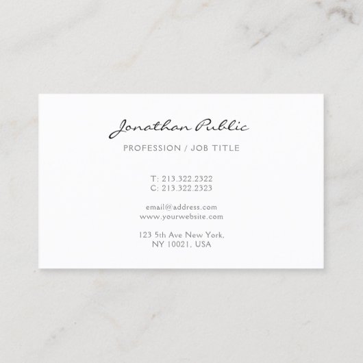 Carte De Visite Elegant Modern Simple Trendy Calligraphed Name (Dos)