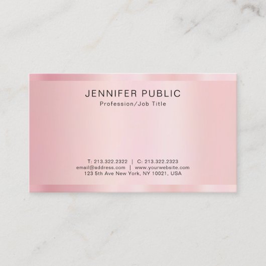 Carte De Visite Elegant Modern Template Rose Gold Professional (Devant)