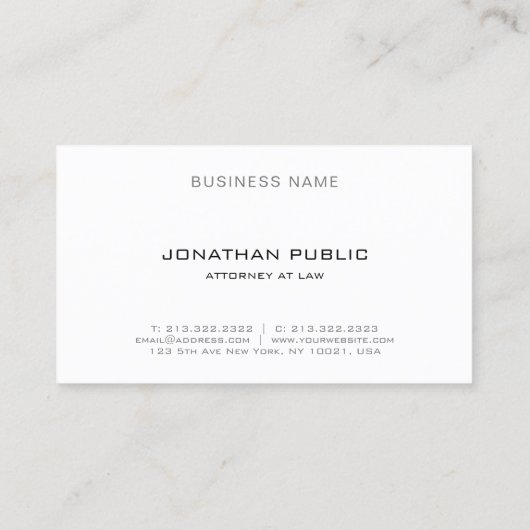 Carte De Visite Elegant Modern Your Custom Text Simple Template (Dos)