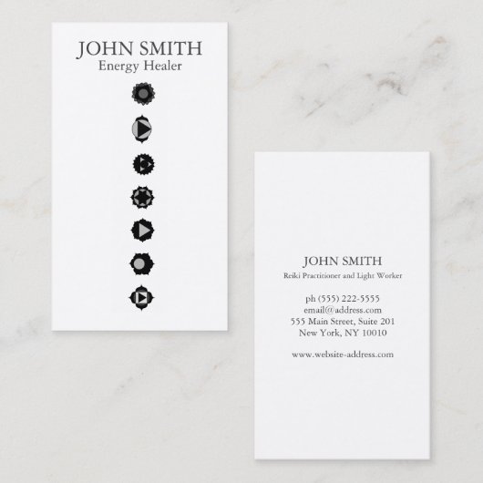 Carte De Visite Elégant moderne 7 Chakras Kundalini Healer Arc-en- (Devant / Derrière)
