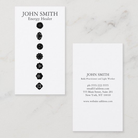 Carte De Visite Elégant moderne 7 Chakras Kundalini Healer Arc-en- (Devant / Derrière)