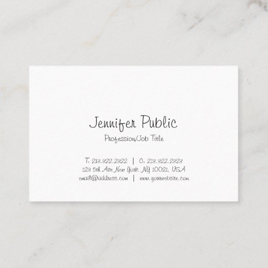 Carte De Visite Élégant moderne à main libre Script propre gracieu (Dos)