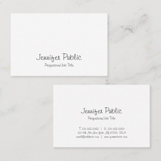 Carte De Visite Élégant moderne à main libre Script propre gracieu (Devant / Derrière)