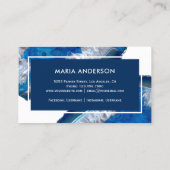 Carte De Visite Elégant Moderne Agate Bleu Géode pierre (Dos)