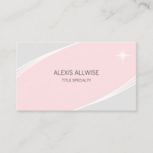 Carte De Visite Élégant Moderne Argent, Rose Corail & Blanc