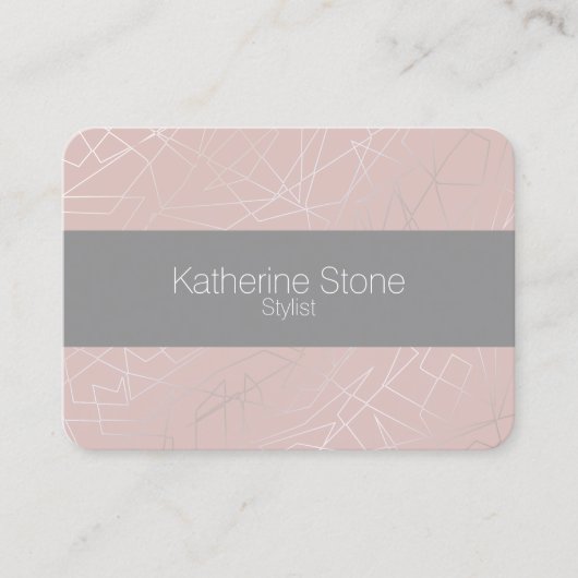 Carte De Visite Élégant moderne argenté triangles géométriques ros (Devant)