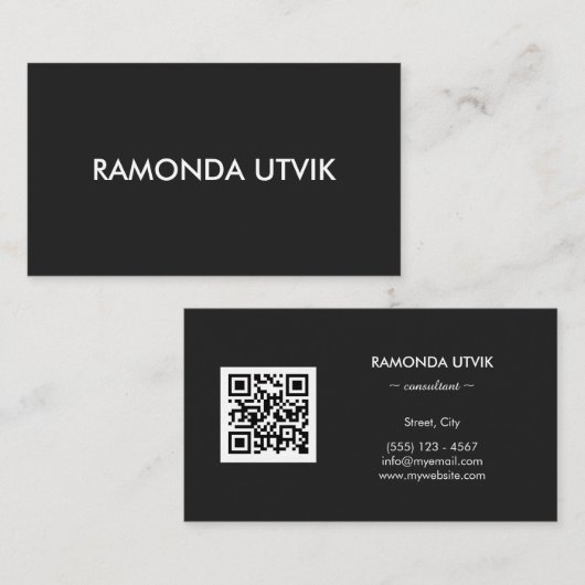 Carte De Visite Élégant Moderne avec code QR (Devant / Derrière)