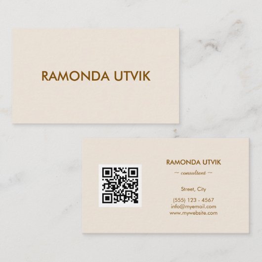 Carte De Visite Élégant Moderne avec code QR (Devant / Derrière)
