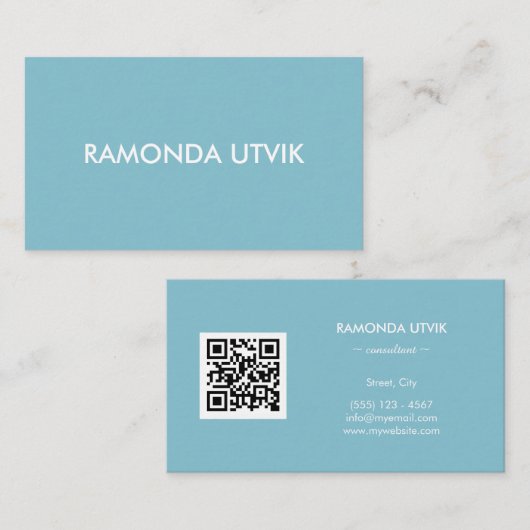 Carte De Visite Élégant Moderne avec code QR (Devant / Derrière)