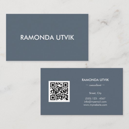 Carte De Visite Élégant Moderne avec code QR (Devant / Derrière)