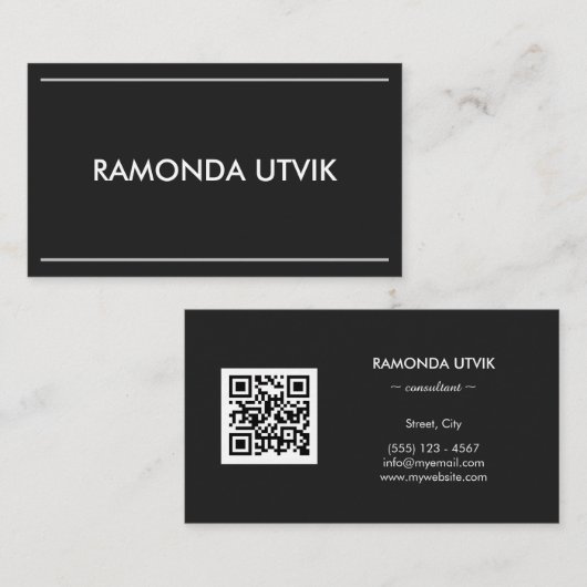 Carte De Visite Élégant Moderne avec code QR (Devant / Derrière)