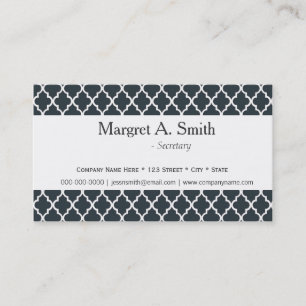 Carte De Visite Élégant, moderne b&w quatrefoil professionnel