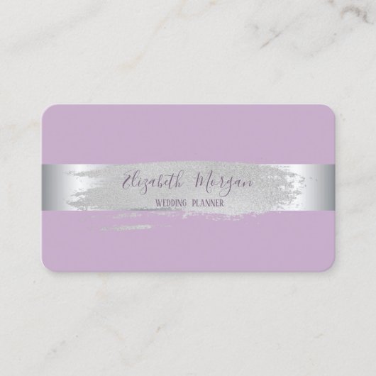 Carte De Visite Élégant moderne, Bande argentée, Bande de brosse (Devant)