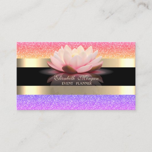 Carte De Visite Élégant moderne, Bande d'or noir Parties scintilla (Devant)