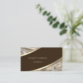 Carte De Visite Élégant moderne, Bande d'or, Pierre de marbre (Debout devant)