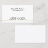 Carte De Visite Élégant moderne Blanc Or pur Plaine Professionnel (Devant / Derrière)